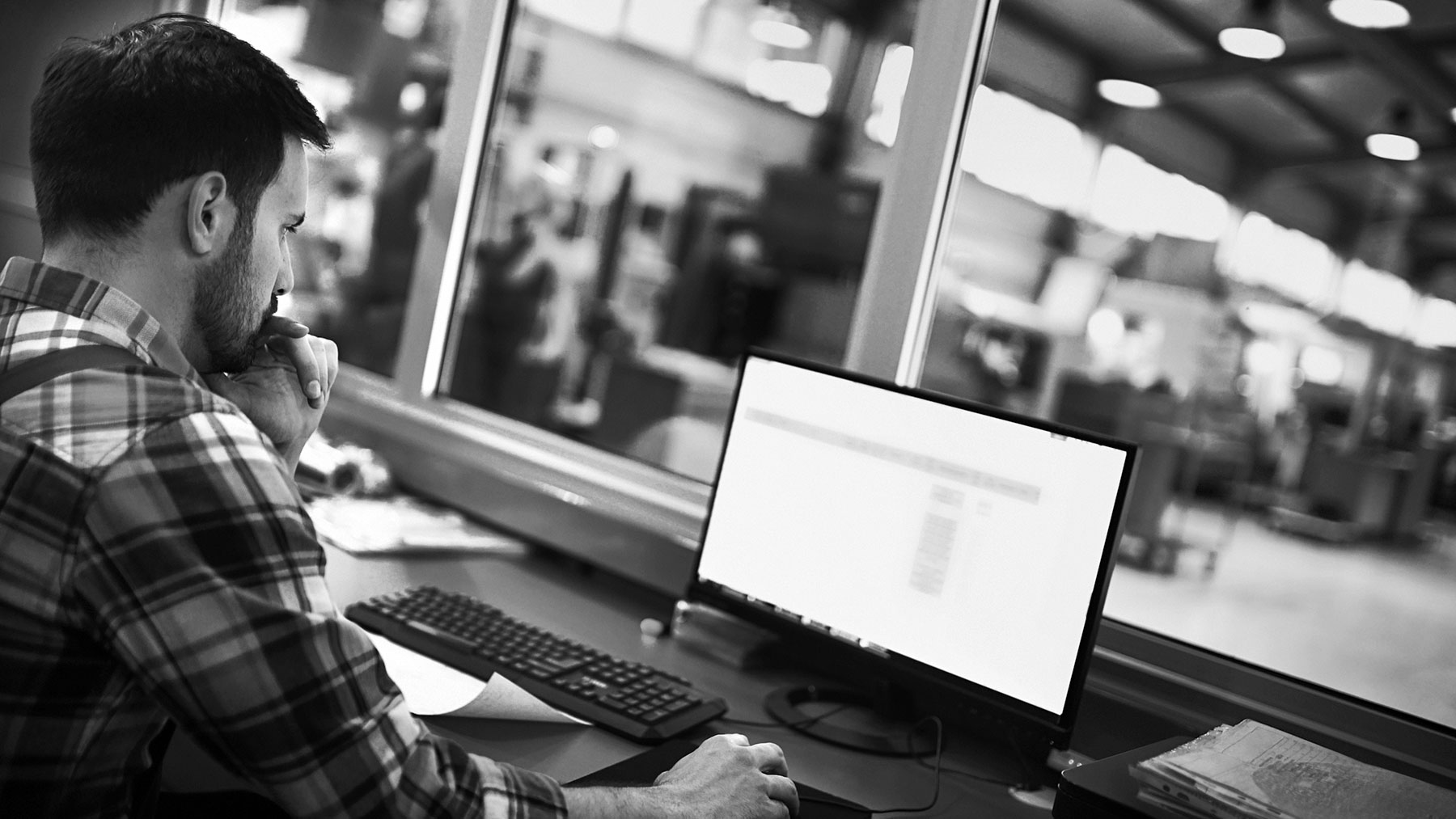 man working on computer