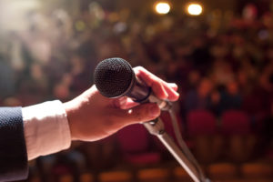 Microphone with crowd