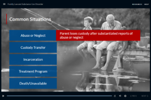eLearning screen with common situations about opioids